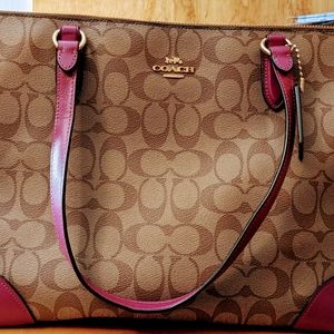 Purple and tan Coach purse